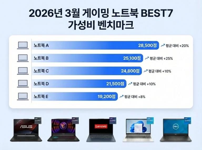 2026년 3월 게이밍 노트북 추천 BEST7 :RTX50시리즈 완벽 분석 및 가성비 모델 총정
